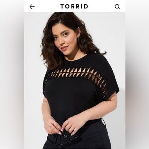 Knit jersey cutout tee